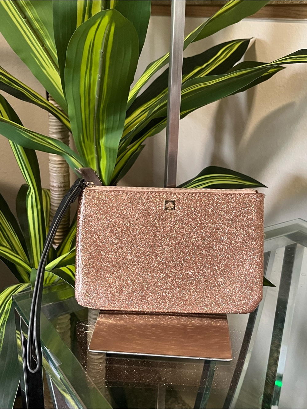 kate spade Rose Gold Glitter Wristlet Pouch - Picture 4 of 9